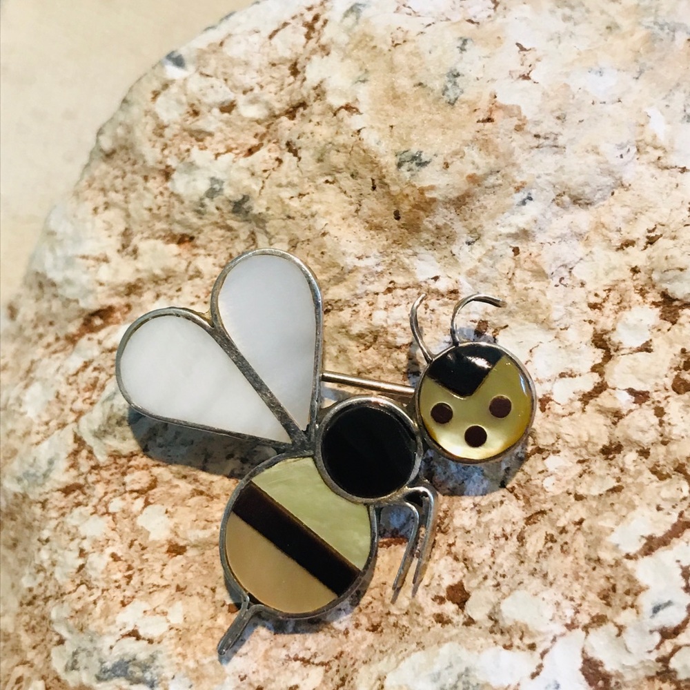 Zuni Bee Pin/Pendant Signed Aa Zuni - image 5